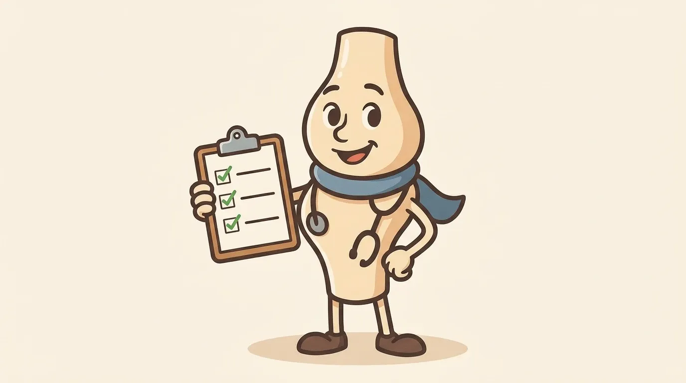 Artie holding up a clipboard with a ticked checklist