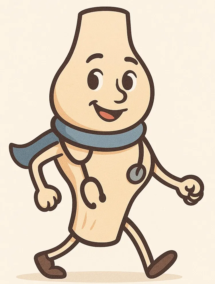 Artie striding along with his blue scarf flying behind him