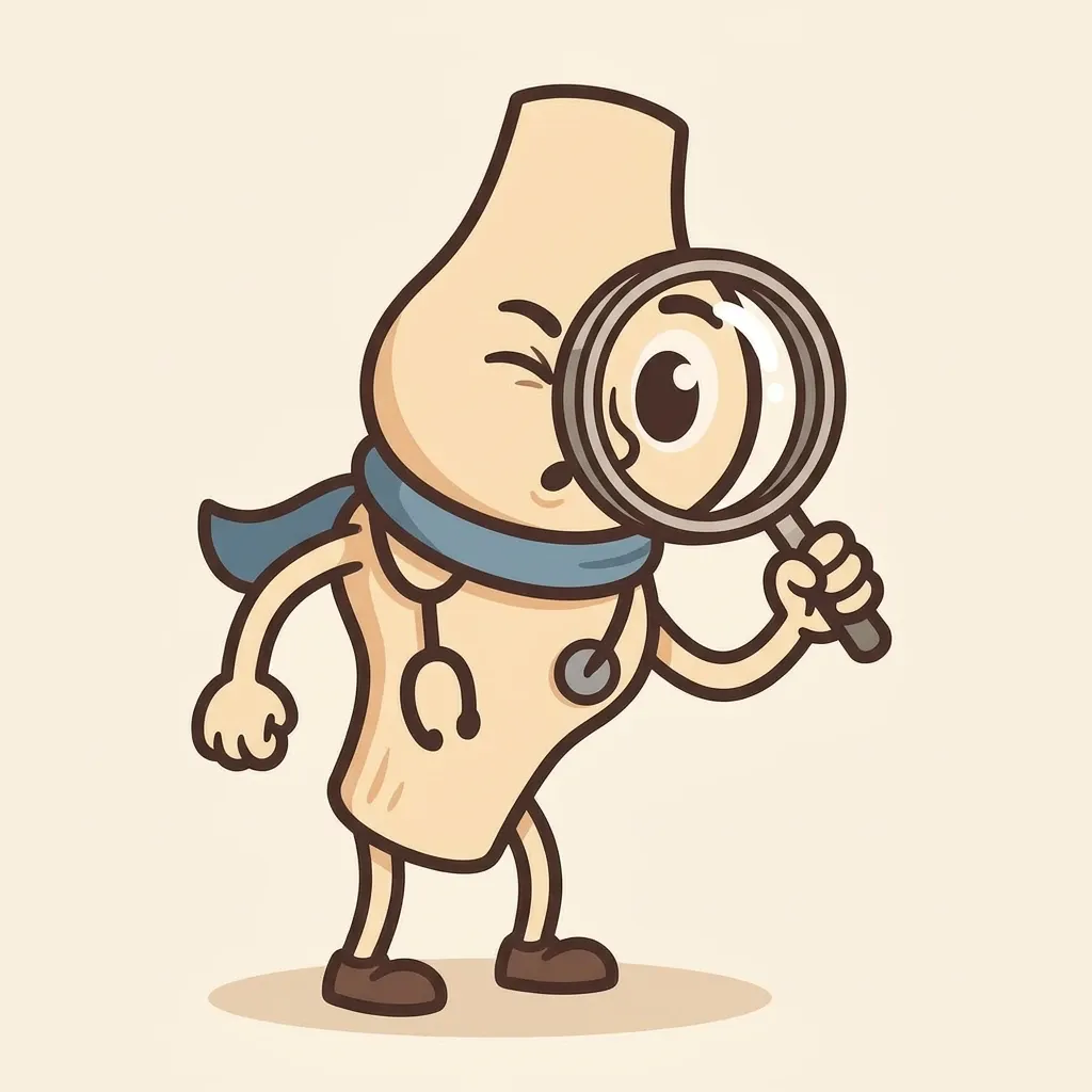 Artie peering through a magnifying glass