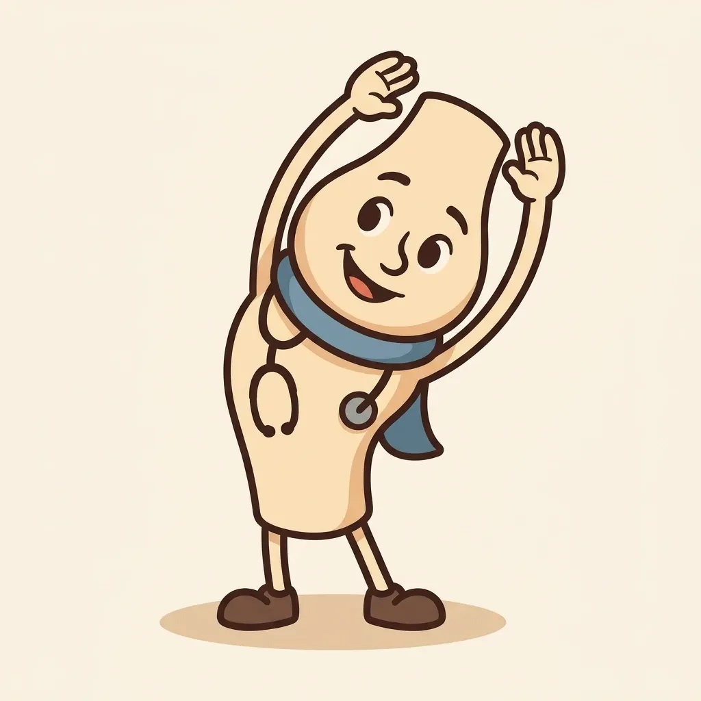 Artie reaching both arms overhead in a big side stretch